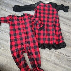 Plaid Red and Black Kids One Piece Set 18M Boys & 3T Girl Dress& Baby Doll Dress